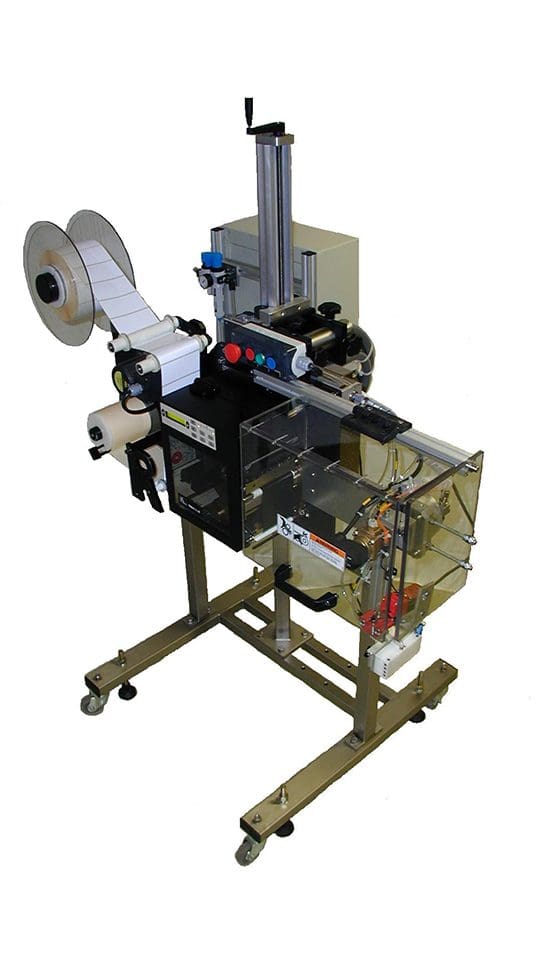 RA-03 Pedestal Mounted Print label Applicator Robo Apply Labelling Systems RA-03 Pedestal Mounted Print label Applicator Robo Apply Labelling Systems